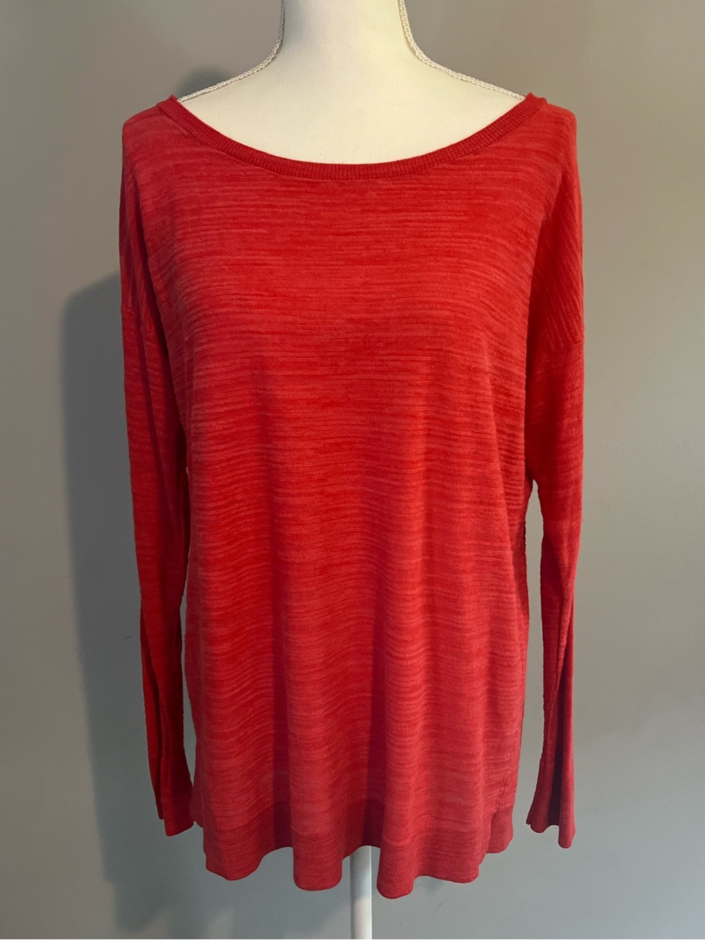 LOFT Red Lightweight Long-Sleeve Boatneck Top Women’s Size Large